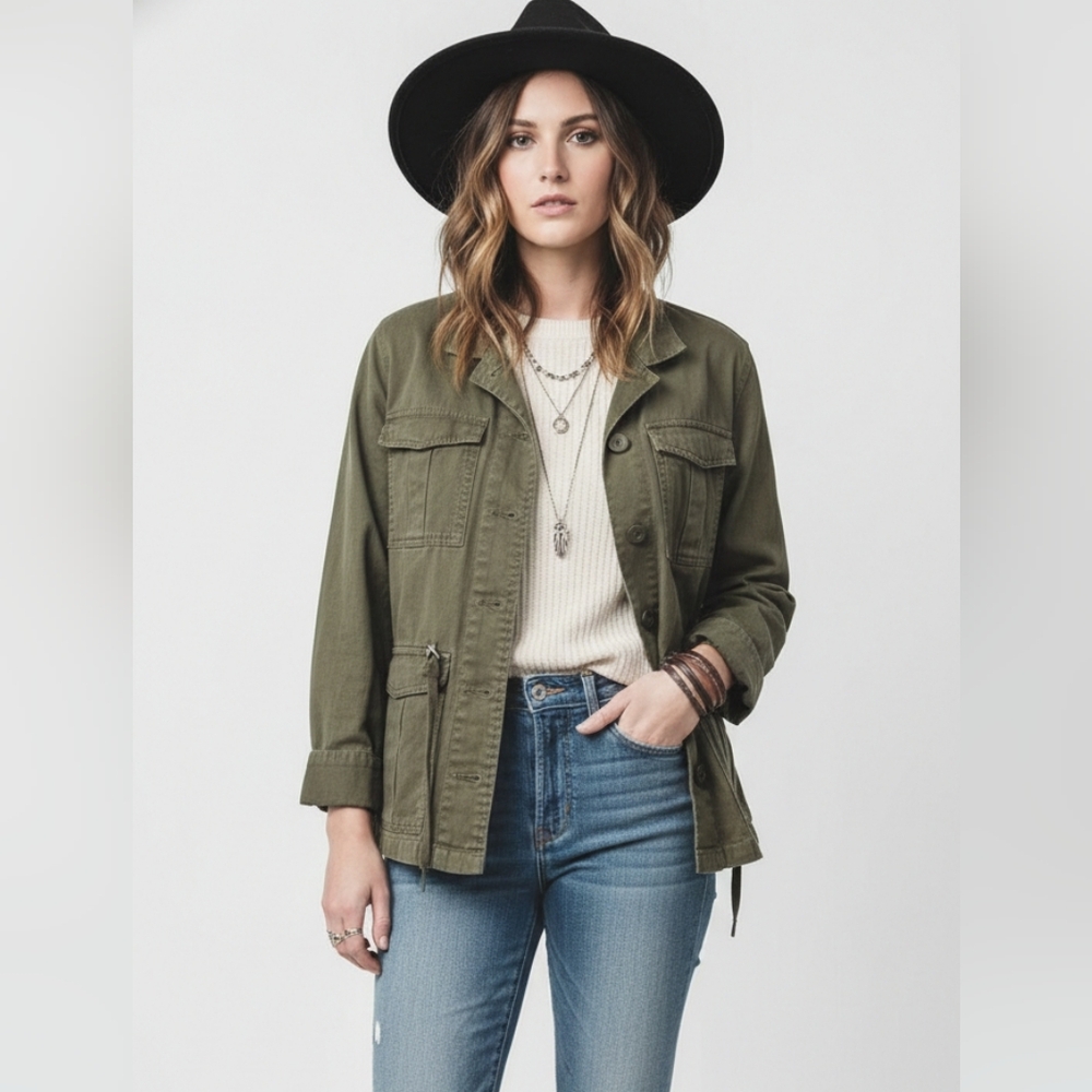 Miami Olive Green Military Jacket Boho Utility Punk M
